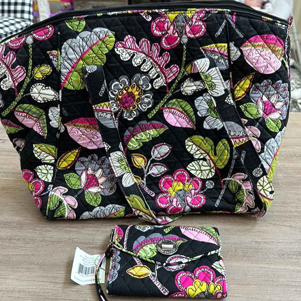 Vera Bradley large tote and matching wristlet available.
